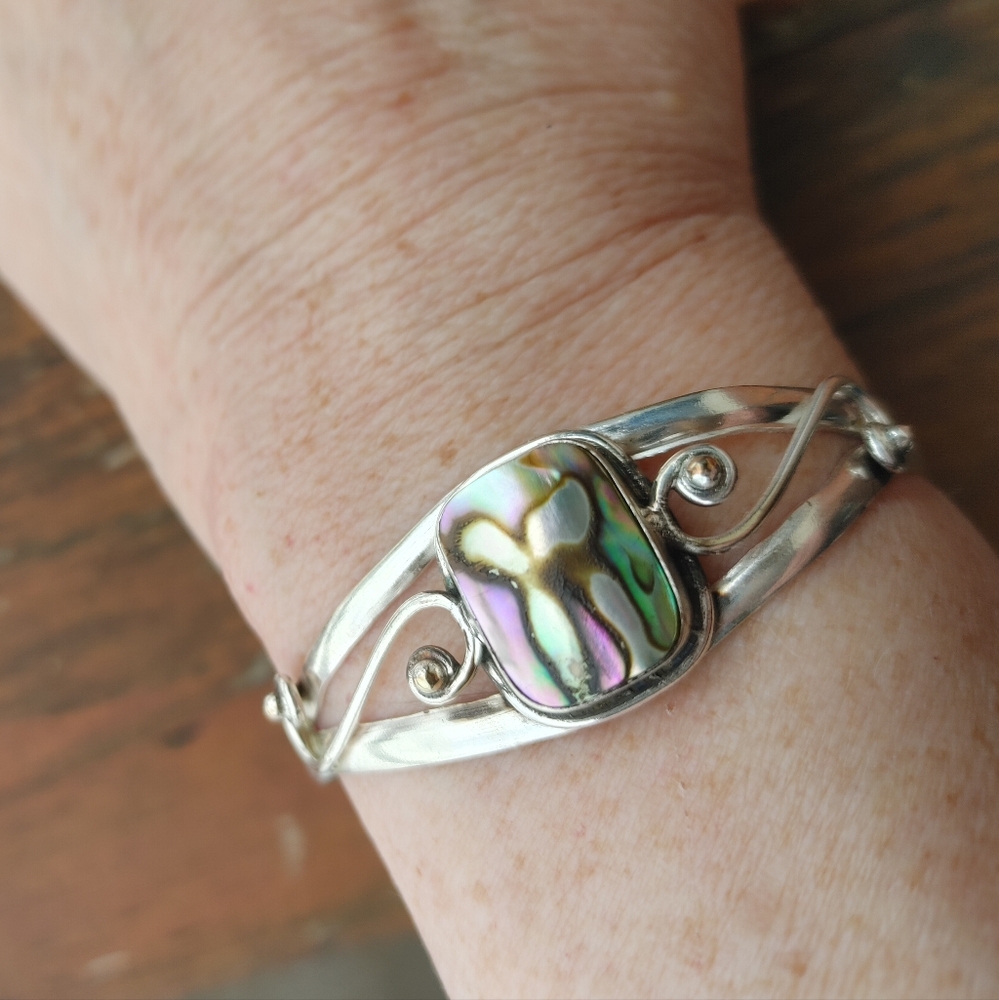 Abalone Shell In 925 Solid Sterling Silver Cuff B… - image 3